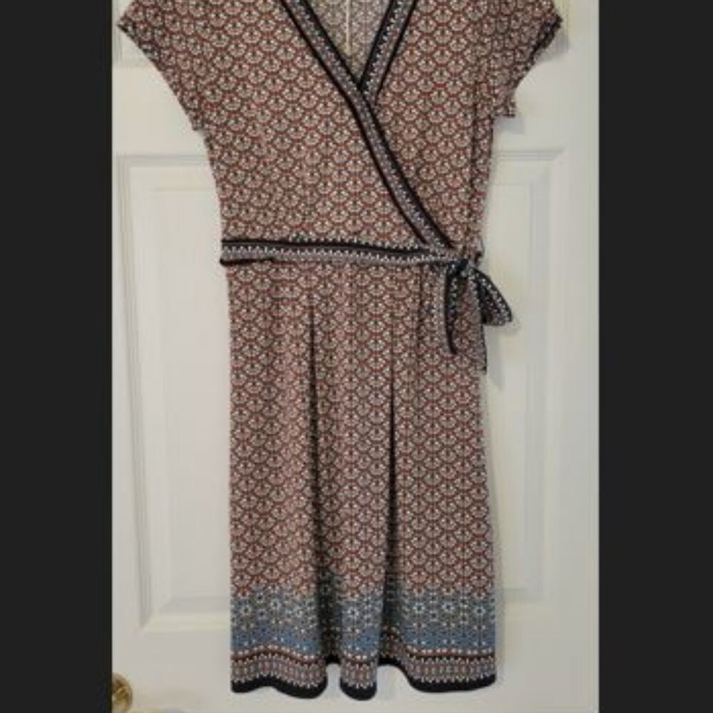Max Studio Orange Print Wrap Dress